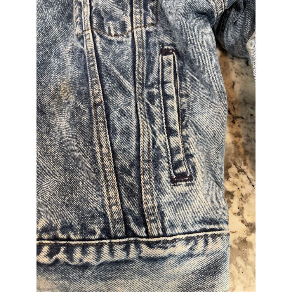 Vintage 80s Levis Denim Jean Acid Distressed Trucker Jacket USA 75068 0219 Sz Sm - Picture 13 of 16
